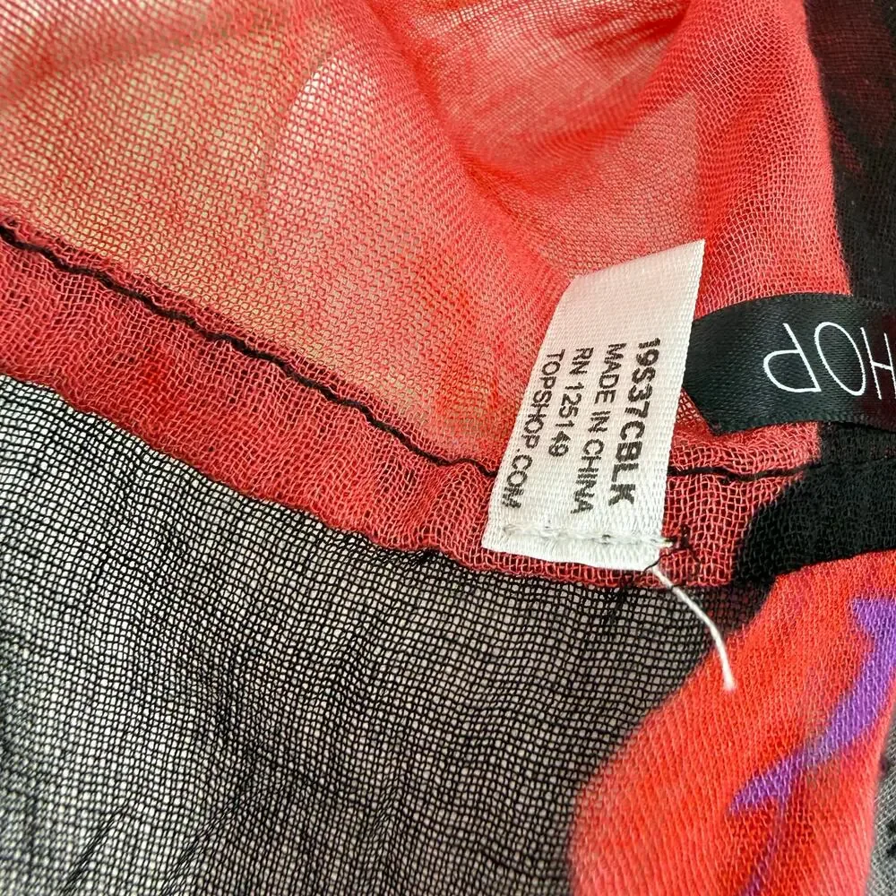 Topshop Infinity Scarf Black Red Purple Gray Floral Flower All Over Print